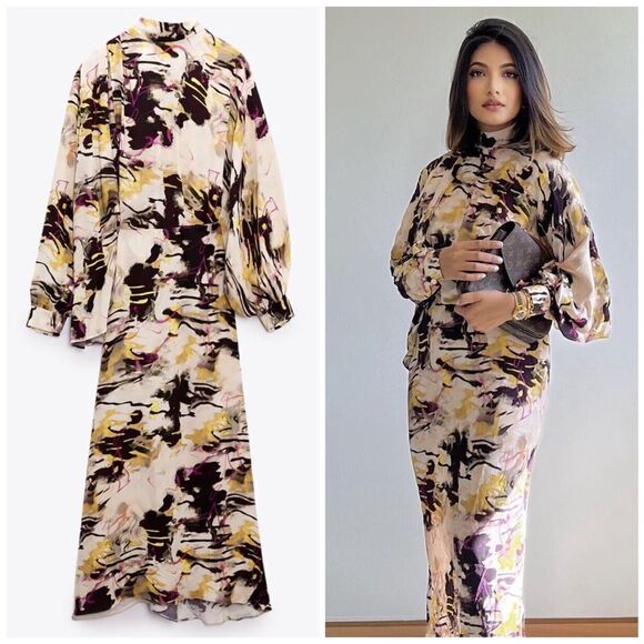 Zara Dresses & Skirts - Zara Dress Printer Midi Multicolored New